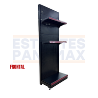 **CALIBRE GRUESO** Góndola Frontal Perforado Negro 3 Niveles 250x90x45cm 250kg/nivel PMX-7001-F