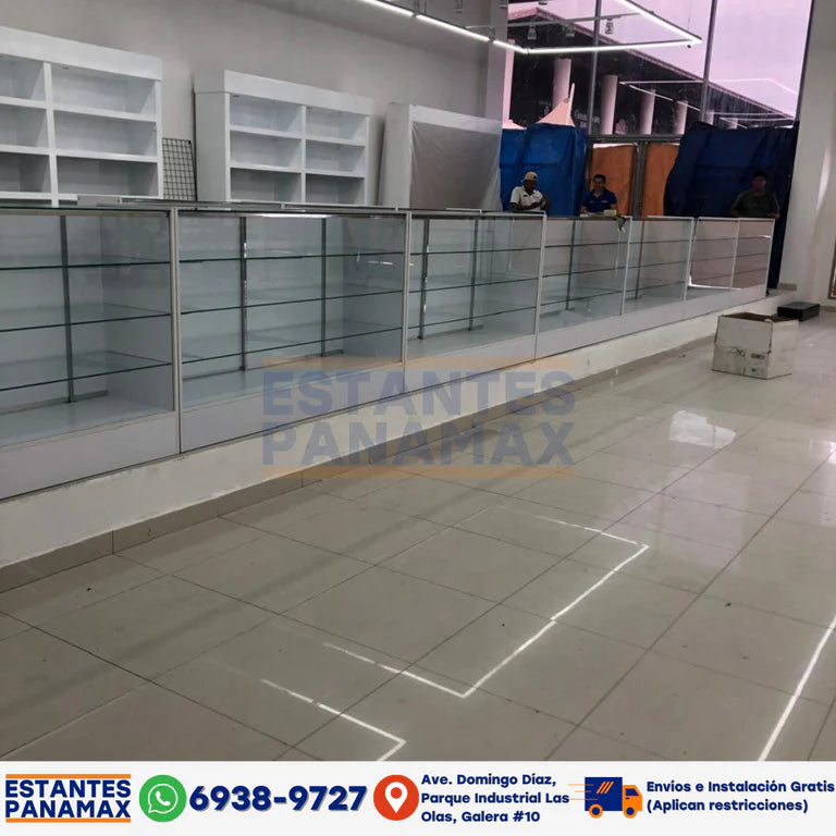 Vitrina de MDF Blanco 3 Niveles de Vidrio Templado 110x100x50cm BNM5-5
