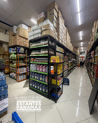 **CALIBRE GRUESO** Góndola Doble Perforado Negro Tipo Cuadrado 220x120x110cm 6 Niveles 275kg/nivel PMX-1001