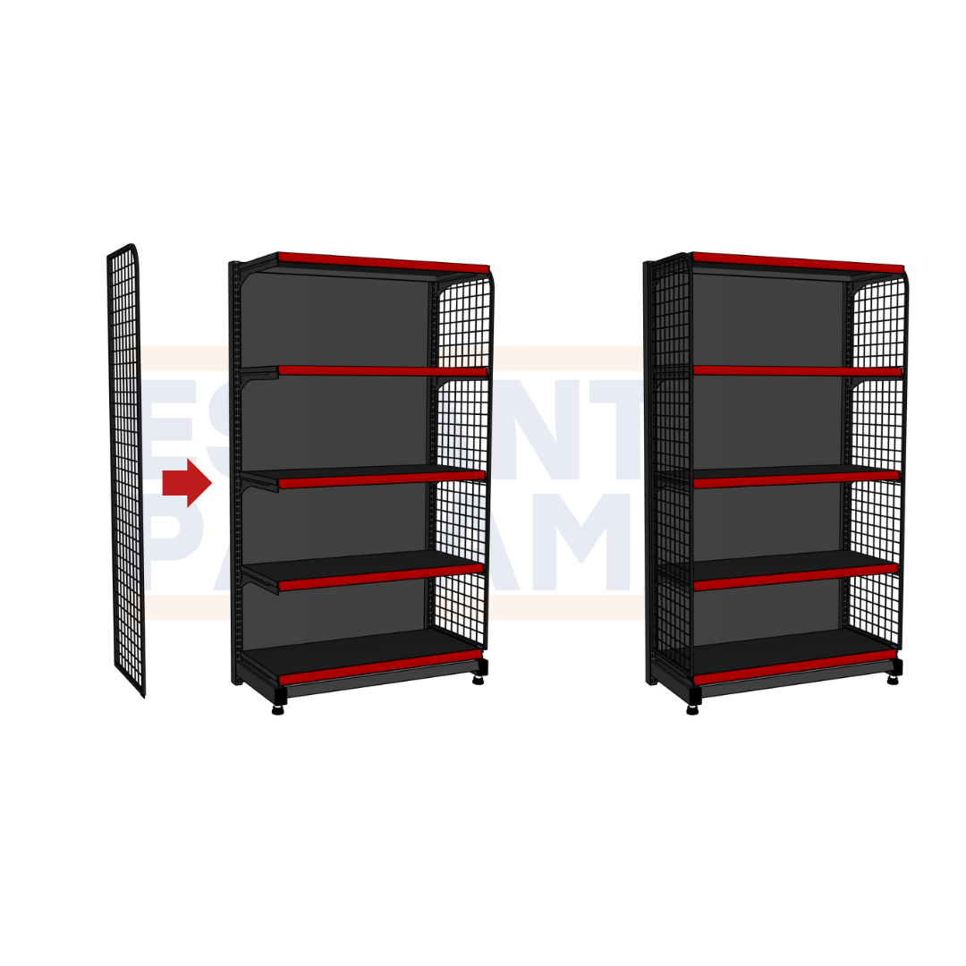 Set 2 Mallas Laterales de Hierro Negro 162x43cm para Góndolas PMX-1377