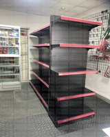 **MODELO ECONÓMICO** Góndola Frontal Perforado Negro 5 Niveles 180x100x50cm 75kg/nivel PMX-3002-F