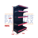 Góndola Frontal Perforado Negro 5 Niveles 120x70x40cm 75kg/nivel PMX-B1230F