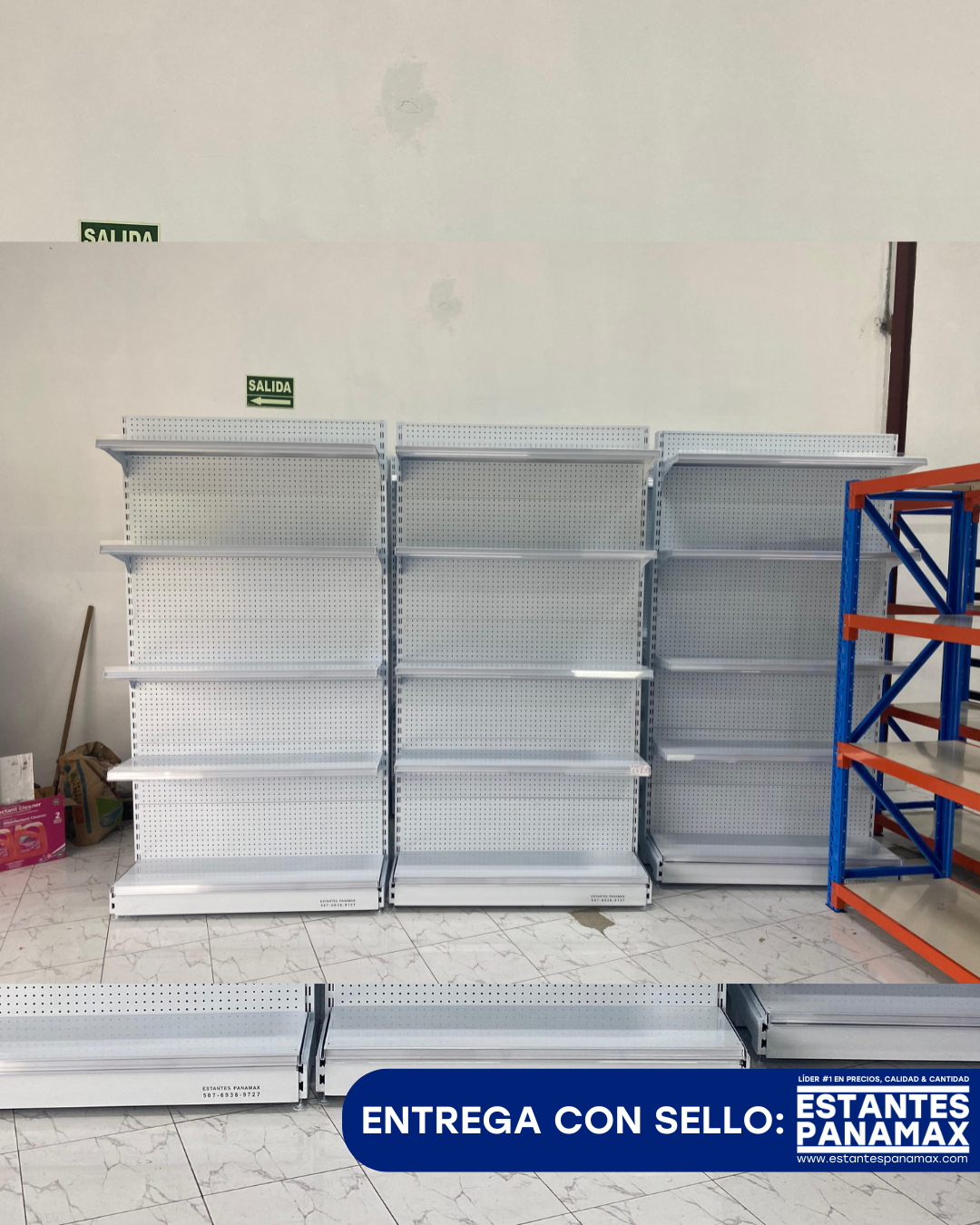Góndola Pared Perforado Blanco 5 Niveles 230x120x35cm 125kg/nivel PMX-1191