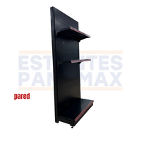 **CALIBRE GRUESO** Góndola Pared Perforado Negro 3 Niveles 250x120x45cm 250kg/nivel PMX-7001-P