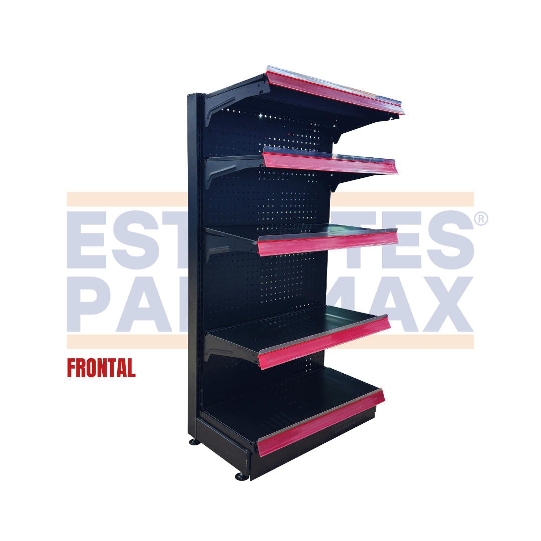 Góndola Frontal Perforado Negro 5 Niveles 120x70x40cm 75kg/nivel PMX-B1230F