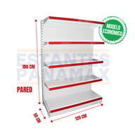 **MODELO ECONÓMICO** Góndola Pared Perforado Blanco 5 Niveles 180x120x50cm 75kg/nivel PMX-3003-P