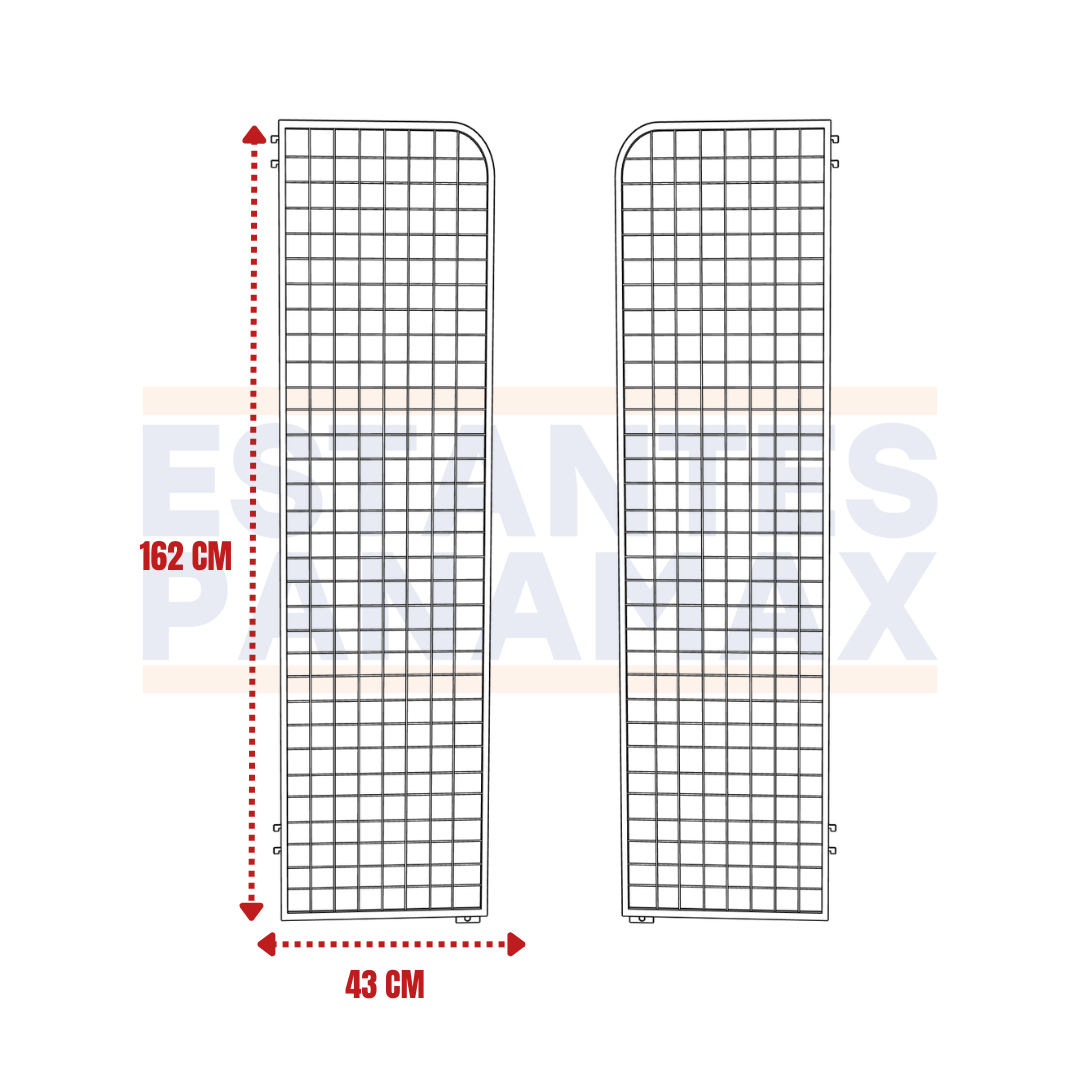 Set 2 Mallas Laterales de Hierro Blanco 162x43cm para Góndolas PMX-1422