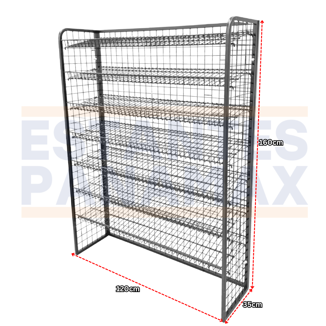 Rack para Snacks de 7 Niveles Negro 160x120x35cm 75kg/Nivel PMX-1251