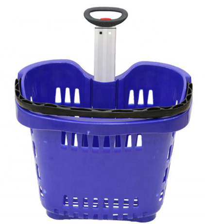 Canasta de Plástico 2 Ruedas 50 Litros Azul XJL-9