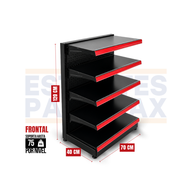 Góndola Frontal Perforado Negro 5 Niveles 120x70x40cm 75kg/nivel PMX-B1230F