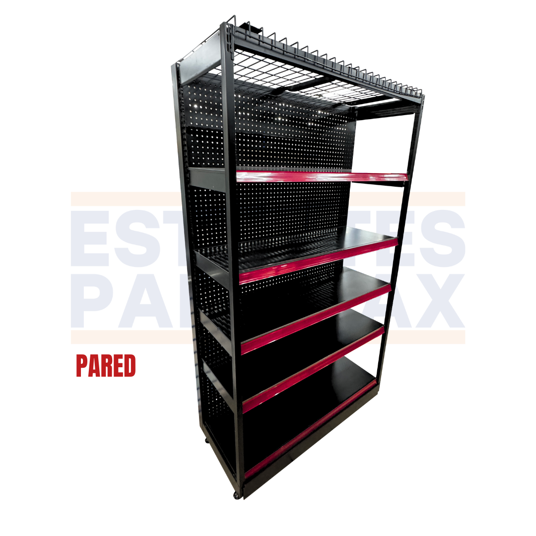 Góndola Pared Perforado Negro Tipo Cuadrado 200x120x50cm 6 Niveles 250kg/nivel PMX-1173