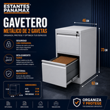 Archivador 2 Gavetas Metálico Gris con Cerradura con Llave 73x46x62cm KY-G081-02