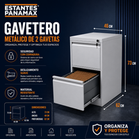 Archivador 2 Gavetas Metálico Gris con Cerradura con Llave 73x46x62cm KY-G081-02