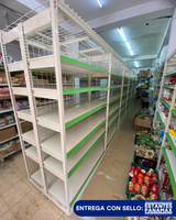Góndola Doble de Malla Crema Tipo Cuadrado 200x120x80cm 6 Niveles 225kg/nivel PMX-1150