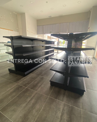 **CALIBRE MEDIO** Góndola Doble Perforado Negro 5 Niveles 150x120x100cm 150kg/nivel PMX-1176