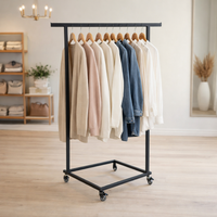 Perchero Exhibidor de Ropa Metal Negro 135x50x50cm XBH-CR17