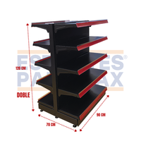Góndola Doble Perforado Negro 5 Niveles 120x90x70cm 75kg/nivel PMX-B1230D