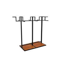 Perchero Exhibidor de Ropa Metal Negro con Diseño Madera 140x180x55cm XBH-CR18