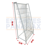 Exhibidor de Revistas / Libros / Tarjetas Metal Blanco 8 Niveles 160x80x50cm PMX-1363
