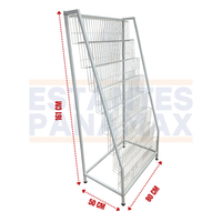 Exhibidor de Revistas / Libros / Tarjetas Metal Blanco 8 Niveles 160x80x50cm PMX-1363