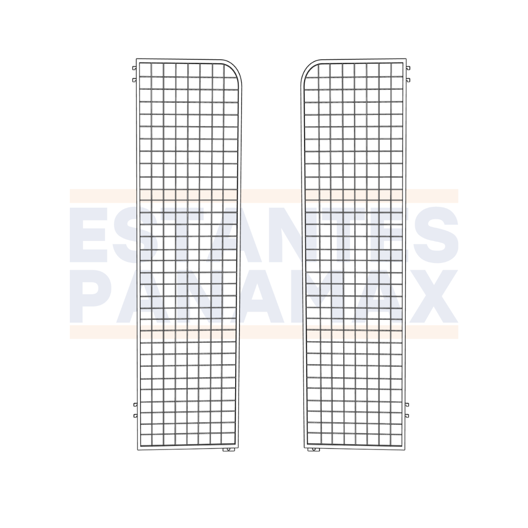 Set 2 Mallas Laterales de Hierro Blanco 162x43cm para Góndolas PMX-1422