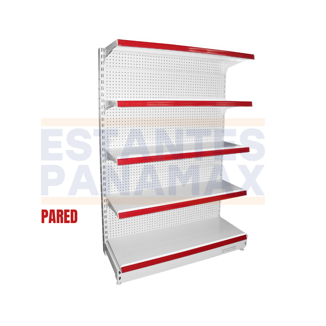 **MODELO ECONÓMICO** Góndola Pared Perforado Blanco 5 Niveles 180x120x50cm 75kg/nivel PMX-3003-P