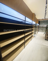 Góndola Pared Perforado Negro con Diseño de Madera 5 Niveles 200x120x40cm 90kg/nivel PMX-1208