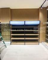 Góndola Pared Perforado Negro con Diseño de Madera 5 Niveles 200x120x40cm 90kg/nivel PMX-1208