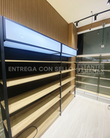 Góndola Pared Perforado Negro con Diseño de Madera 5 Niveles 200x120x40cm 90kg/nivel PMX-1208