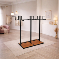 Perchero Exhibidor de Ropa Metal Negro con Diseño Madera 140x180x55cm XBH-CR18