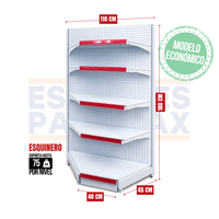 **MODELO ECONOMICO** Góndola Esquinero Perforado Blanco 180x110x45cm 5 Niveles 75kg/nivel PMX-1420