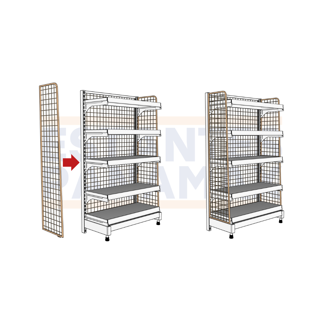 Set 2 Mallas Laterales de Hierro Crema 142x36cm para Góndolas PMX-1378