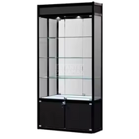 Vitrina Vertical de Aluminio Negro 3 Niveles con Gavetero y LED 200x100x30cm KD-010 / KW-005