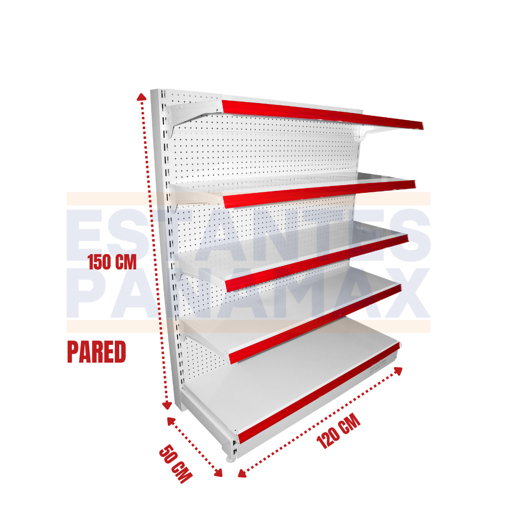Góndola Pared Perforado Blanco 5 Niveles 150x120x50cm 150kg/nivel PMX-1213