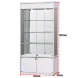 Vitrina Vertical de Aluminio Plateado con Blanco 3 Niveles con Gavetero y LED 200x100x30cm KD-010 / KW-005