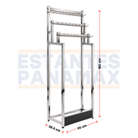 Exhibidor Comercial Cromado para Correas y Cinturones con 3 Niveles y Ganchos Incluidos, Organizador Metálico de Piso 90x35.5x180cm XBH-CR36