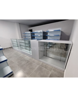 Set Mostrador + Vitrina de 2 Niveles en MDF Blanco MDF-2 / KW-013