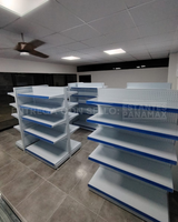 **MODELO ECONÓMICO** Góndola Doble Perforado Blanco 5 Niveles 180x120x100cm 75kg/nivel PMX-3003-D