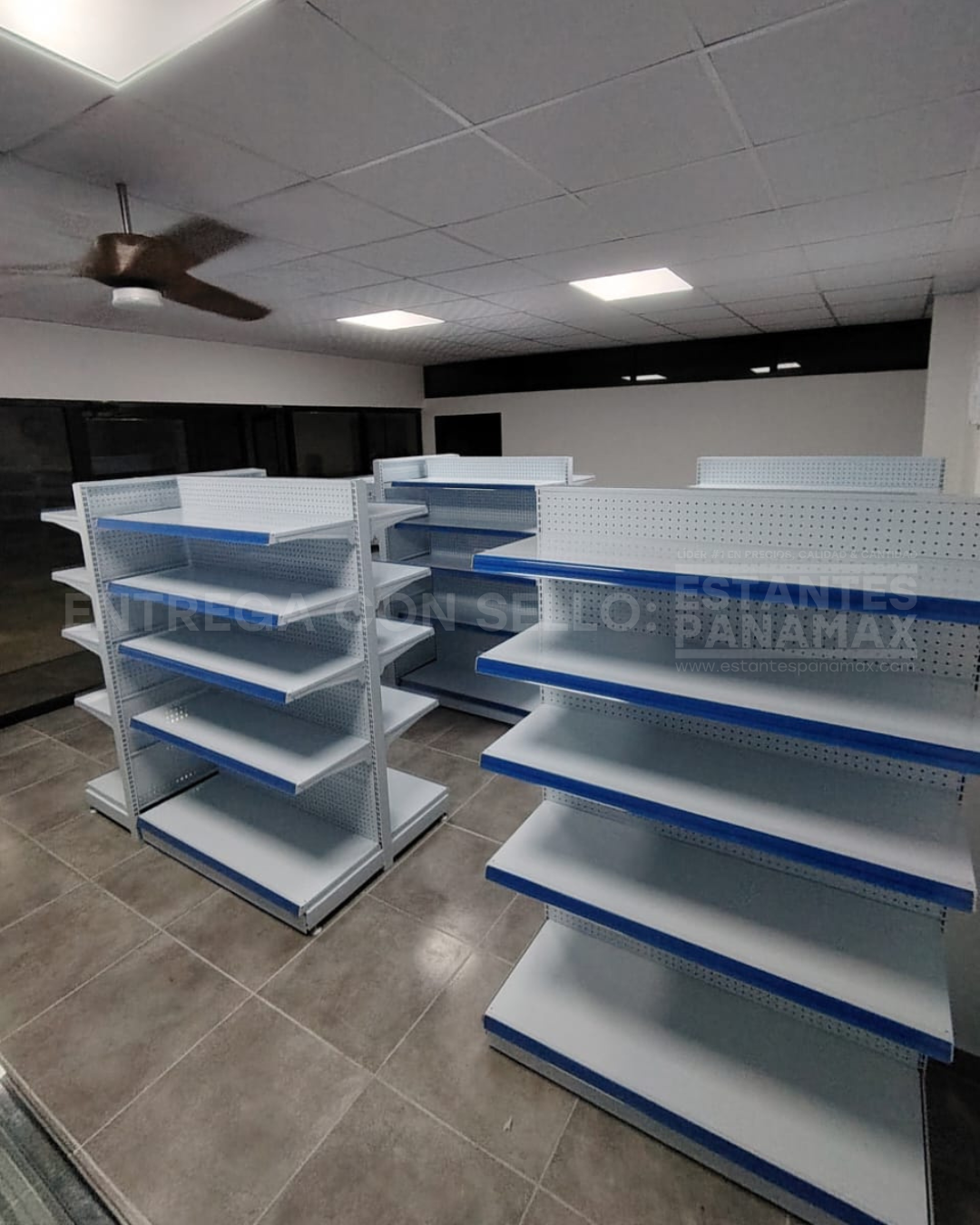 **MODELO ECONÓMICO** Góndola Doble Perforado Blanco 5 Niveles 180x120x100cm 75kg/nivel PMX-3003-D