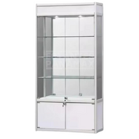 Vitrina Vertical de Aluminio Plateado con Blanco 3 Niveles con Gavetero y LED 200x100x30cm KD-010 / KW-005