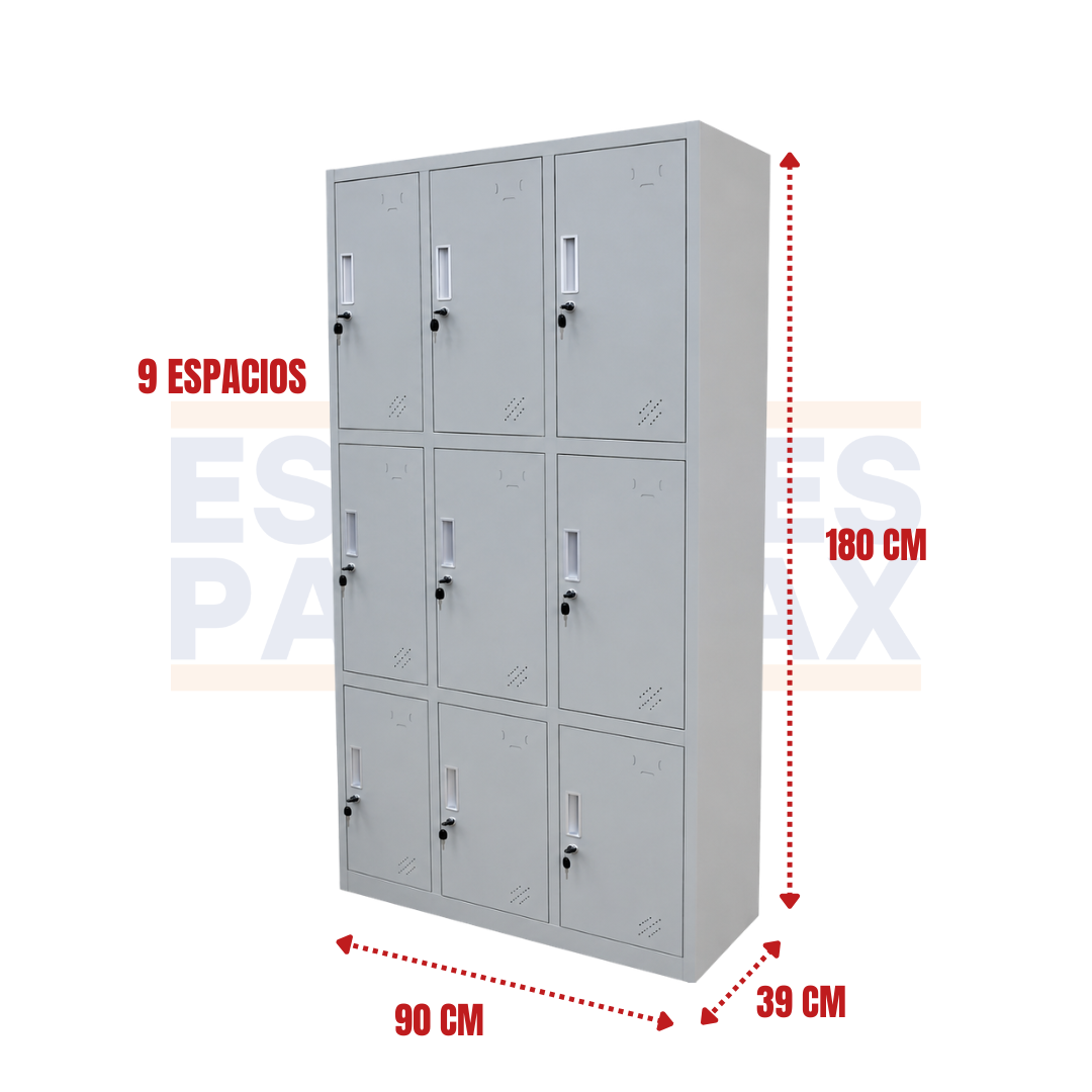 Locker Casillero Metálico de 9 Casillas con Cerradura con Llave 180x90x42cm KY-G031