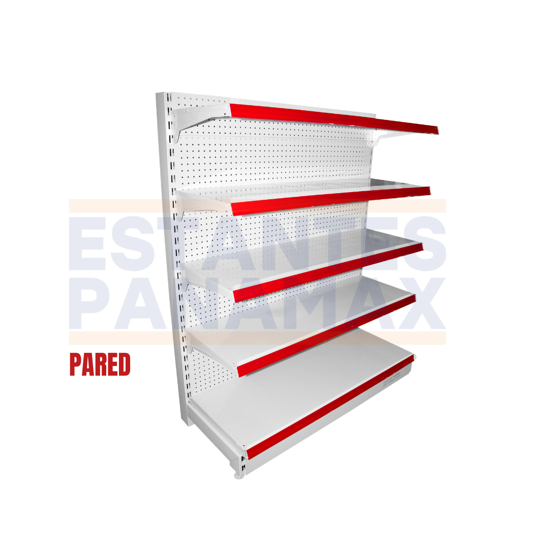 **CALIBRE MEDIO** Góndola Pared Perforado Blanco 5 Niveles 150x120x50cm 150kg/nivel PMX-1213