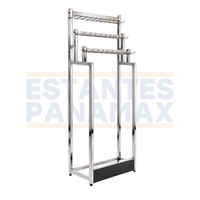 Exhibidor Comercial Cromado para Correas y Cinturones con 3 Niveles y Ganchos Incluidos, Organizador Metálico de Piso 90x35.5x180cm XBH-CR36