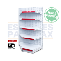 **MODELO ECONOMICO** Góndola Esquinero Perforado Blanco 180x110x45cm 5 Niveles 75kg/nivel PMX-1420