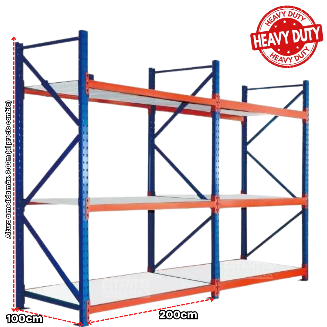 Rack de Bodega de Carga Pesada Soporta Hasta 1 Tonelada por Nivel con Tablas PMX-1126 ***SE VENDE POR PIEZAS***