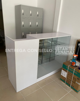 Set Mostrador + Vitrina de 2 Niveles en MDF Blanco MDF-2 / KW-013