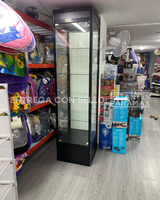 Vitrina Vertical de Aluminio Negro 4 Niveles con LED 200x50x50cm KS-004