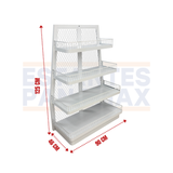 Góndola Frontal Blanco 4 Niveles 125x90x46cm 75kg/nivel PMX-1365