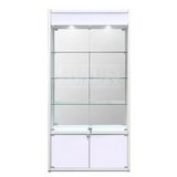 Vitrina Vertical de Aluminio Plateado con Blanco 3 Niveles con Gavetero y LED 200x100x30cm KD-010 / KW-005