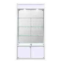 Vitrina Vertical de Aluminio Plateado con Blanco 3 Niveles con Gavetero y LED 200x100x30cm KD-010 / KW-005